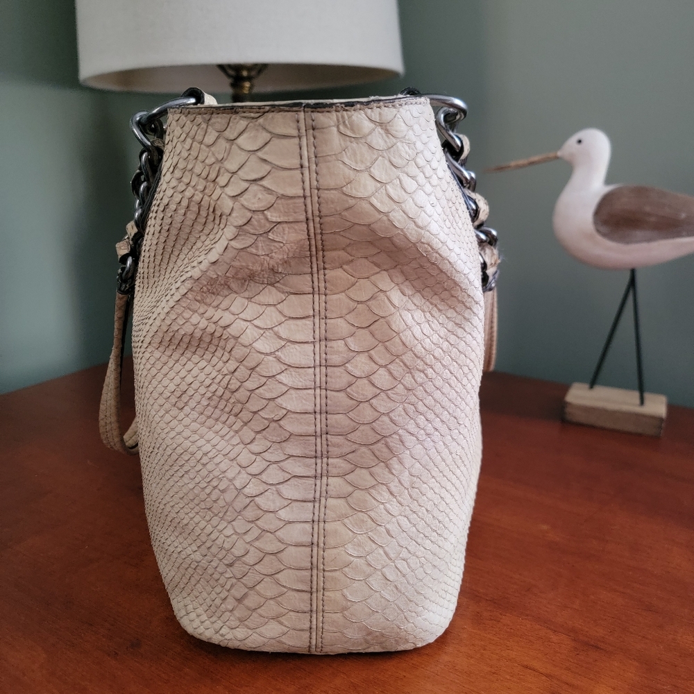 Coach 18771 Madison Python Leather Cream Tote Bag… - image 4